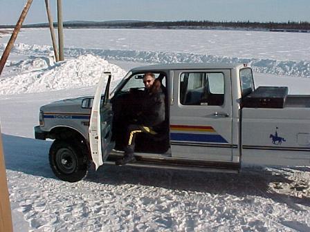 Cpl. Steve Daley in RCMP 4x4 Truck.
